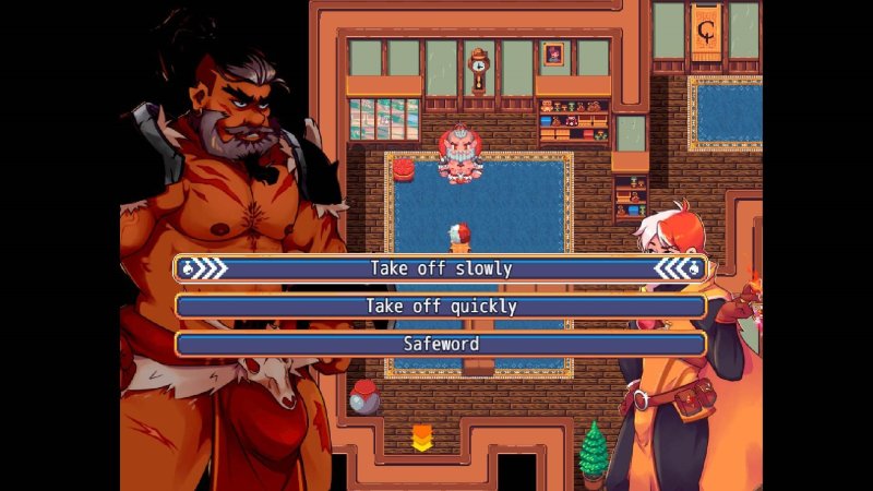 Battle selection screen in a retro pixel-art fantasy RPG — Bara Giants – Society of Pleasure screenshot.